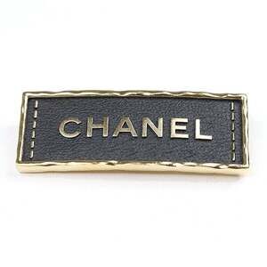 CHANEL Authentic Black Leather Brooch